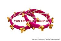 Yaalz Silk Thread Medium Bangle Pairs With Zari & Kunguru Work In Asso