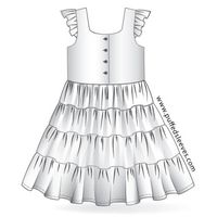 Summer dress with four-tiered skirt. Sketch.