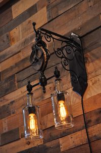 Recycled Wine Bottle Liquor Bottle Hanging Pendant Sconce Steampunk Chandelier with Pulley