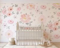 Amara Floral Wallpaper Mural Watercolor Floral | Etsy