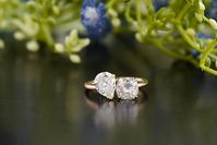 2.00CTW Double Stone Engagement Ring, Pear and Cushion Cut Two Stone Ring, Toi Et Moi Ring, 14k Rose Gold Ring For Anniversary Gift