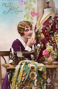 Seamstress, vintage postcard