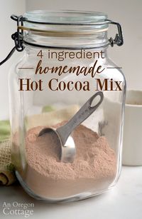 Make your own healthier homemade hot cocoa mix with 4 ingredients and this recipe! It's super easy and perfect for cold nights, after playing in the snow, and camping.