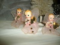 3 VINTAGE CHRISTMAS PINK TULLE ANGEL ORNAMENTS, FEATHER HAIR,MERCURY BEADS, | eBay