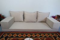 ***Item Description*** This oriental Arabic style floor sofa handmade from the top quality materials with incredible attention to details. Feathered furniture fabrics that provide easy and comfortable cleaning when you think about stains, give it a sense of naturalness without exceeding a real