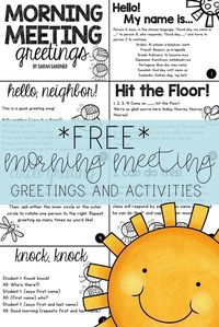 Morning Meeting Greetings & Activities FREEBIE!