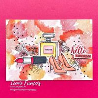 De kleuren van de combinatie van februari 2022 zijn allemaal verwerkt in deze zelfgemaakte achtergrond: Real Red, Flirty Flamingo, Calypso Coral en Bumblebee. Het zijn ook ideale kleuren om een mooie vrouwelijke kaart mee te maken. Aangevuld met een klein beetje zwart is dit een hele vrolijke kaart. #prulleke #kleurencombinatie #dressedtoimpressstampset #alldressedupdies #stampinup #stampinupnederland
