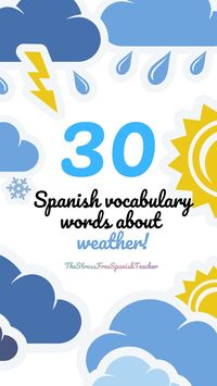 Decorate your Spanish classroom with these pretty TIEMPO themed WORD WALL cards! Use these as a visual reminder for your Spanish students. Do you do a daily weather talk with your Spanish classes? These are a PERFECT addition as a visual aid for your Spanish class decor! Check out these words and phrases, in English & Spanish PLUS 6 Spanish student vocabulary handouts to choose from too!