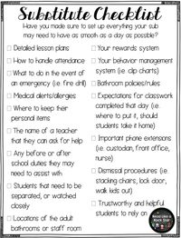 Read Like A Rock Star! : Planning for a Substitute: Helpful Tips and a Checklist!