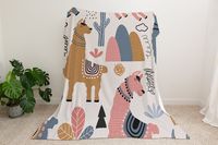 Llama Blanket, Adult or Baby Llama Print Fluffy Plush Blanket, Indoor Decoration Couch Throw, Cute Llama blanket