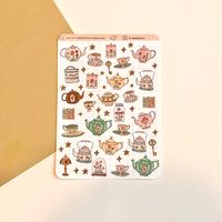 Get creative planning your days in your bullet journal or planner with this aesthetic cottagecore teacup sticker sheet! My hand drawn illustrations are designed to bring a smile to your face and increase motivation for planning your months, weeks, and days. #cottagecorestickersheet #teacupstickers #bujostickers #aestheticcottagecore #mushroomstickers