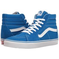 Vans SK8-Hi ((Suede/Canvas) Imperial Blue/True White) Skate Shoes ($65) ❤ liked on Polyvore featuring shoes, sneakers, blue canvas sneakers, suede sneakers, white sneakers, white skate shoes and canvas shoes