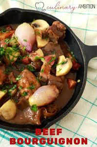 Beef bourguignon is the optimal winter dish! It is heart-warming and can be served with a variety of side dishes. #beefdish #beefbourguinon #redwinesauce #homecooking #culinaryambition #culinaryinspiration #slowcooking #beefchunks #cheflife #easyrecipe #frenchfood #fooodlover #meatlovers