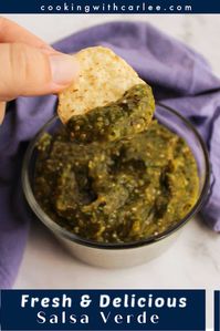 Tomatillos are like a little gift all wrapped up in pretty paper and ready to reveal the tasty contents inside. A quick trip to the oven with onion and jalapeno and a handful of simple ingredients is all it takes to turn them into a delicious salsa. It is perfect with pork carnitas or chicken tacos.