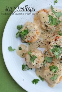 Sea Scallops in a Bourbon Jalapeno Cream Sauce | The Blond Cook