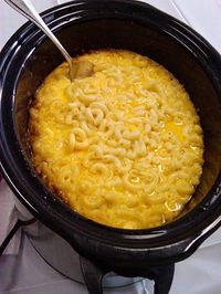 Crock Pot Mac and Cheese. You don't have to cook anything ahead of time. Macaroni goes in uncooked.