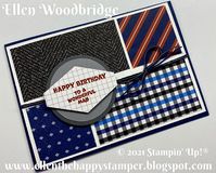 My Wicked Woody's team requested we make a Masculine Card at a recent meeting. I showcased the Stampin' Up! Well Suited Paper paired with The A Cut Above stamp set. I have shared making it in a RECENT VIDEO. I used blocks of the pattern paper for the background adding a bow with both colours of the Well suited Twine and building the sentiment piece using the Layering Circle Dies cut with the Mini Stampin' Cut & Emboss Machine and Tailored Tag punch.