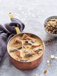 Blanquette de veau aux morilles, Blanquette de veau, morilles, vin blanc