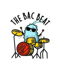 The Bac Beat Funny Drummer Bacteria Pun features a bacteria drummer going at it on the drums. Perfect pun gift for family and friends who love cute drummer bacteria puns.