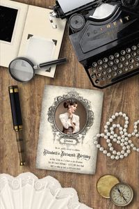 If you admire 1800's style and you're a fan of Enola Holmes or Bridgerton, or simply want to throw a Victorian themed party, you'll love this invitation. With this romantic Victorian 1800's themed birthday photo invitation template you can add your own photo to an actual antique Victorian photo frame (genuine 1800's photo frame). You can edit wording for any event (birthday, costume party etc). It has a matching back side. And everything can be done in just minutes!