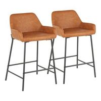 Daniella 24 in. Industrial Counter Stool in Camel Faux Leather Industrial Counter Stool (Set of 2) B24-DNLA BKCAM2 - The Home Depot
