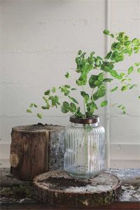 Looking for rustic wedding decorations? This beautiful clear glass floral jar has a metal flower lid. Simply place your favorite artificial flowers and greenery sprays in the lid holes to create a charming DIY arrangement for a country chic look! #afloral
