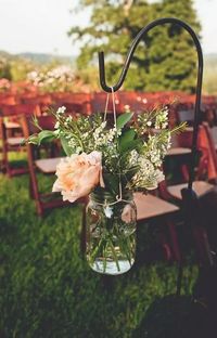 rustic wedding ceremony decoration ideas with mason jars