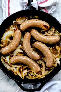 Bratwurst In Beer With Onions | foodiecrush .com