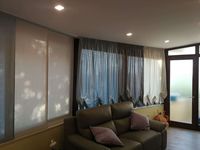 tende arricciate a finto pacchetto in tessuto filtrante coordinate a panelli in 3 colori #ganitende #gani #tende #tendedainterni #tendaggi #curtains #arredamento #interiordesign #madeinitaly