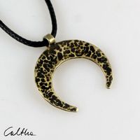 Lava lunula - brass moon pendant for woman, minimalist crescent necklace, women's slavic jewelry, simple metal amulet for her.