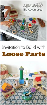 Invitation to Play with Loose Parts | Little Worlds Big Adventures #looseparts #invitationtoplay #creativity #playmatters #preschool