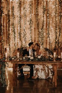 Sparkling backdrop in reception at Paseo Wedding venue in Arizona desert. Photo by Erika Greene Photography.