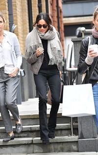 Meghan Markle has been spotted Christmas shopping in the capital after landing in London on Monday