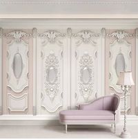 HD ornate Euro design simulated gypsum panels wallpaper. Elegant stereoscopic embossed wall mural would enhance any home decor.