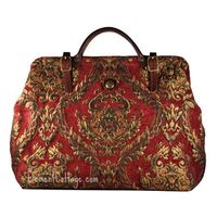 Victorian Style Carpet Bag/Travel Bag - Red and Gold