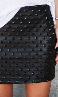 Image of: Black mini skirt with studs