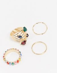Monki Nobi multi pack rings in multi | ASOS