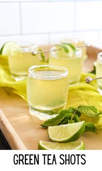 This green tea shot recipe is the perfect balance of whiskey, peach schnapps, and sweet and sour mix to create a delicious palatable drink. Enjoy them as shots, or over ice as a refreshing cocktail. #shots #drink #cocktails #bars #drinking