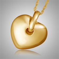 The Puff Heart Keepsake Jewelry is 14k yellow gold and holds a small amount of the ashes. Each Cremation Pendant is crafted by an artistic skilled jeweler one at a time. The quality is excellent and the craftsmanship is outstanding.