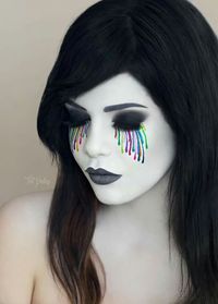 epic rainbow / colorful / color splash dripping makeup... wicked cool looking! ❤