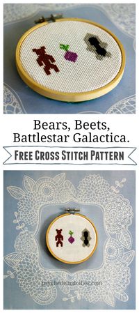 Bears, Beets, Battlestar Galactica Cross Stitch Free Pattern