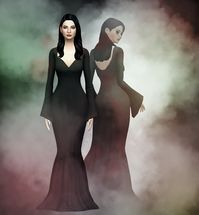 sweetformysims: “MORTICIA DRESSI’m back, finally. This dress is inspired by Morticia Addams and it’s a base game mesh edit. DOWNLOAD ”