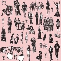 Coctail Lounge in Rose from Brett Design #pink #black #people #pattern #textiles #fabric #interiordesign #designinspiration #thetextilefiles #clothandkindinteriordesign #brettdesign