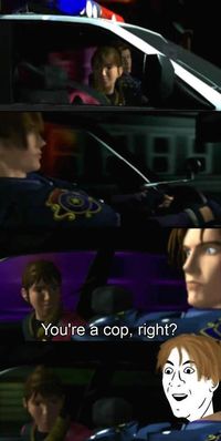 “You’re a cop, right?” Funny Leon and Claire #re2