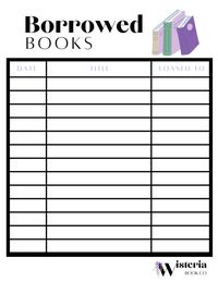 Are you always loaning out your books to your friends? Use this free printable to keep track of who has borrowed your books.
