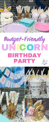 Unicorn Birthday Party Ideas - cheap unicorn birthday #diy #birthday #unicorn