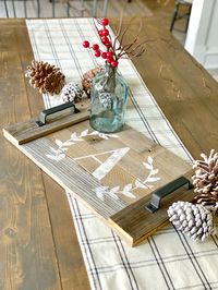 LOVE customizing gifts at Christmas time! This one is super simple! We used our Cricut Maker to customize the tray after we built it!