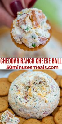 Cheddar Ranch Cheese Ball is the perfect Holiday appetizer made of cheddar cheese, ranch seasoning, and obviously bacon!