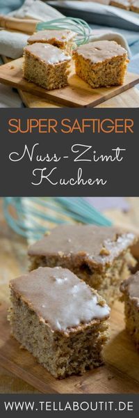 Nusskuchen schmeckt besonders gut, wenn er luftig leicht gebacken ist und ein leckeres Topping aus Zimtguss gekommt - mit vielen Nüssen, Eischnee und Zimt. Tolles Rezept zum schnellen Backen von saftigem Nusskuchen