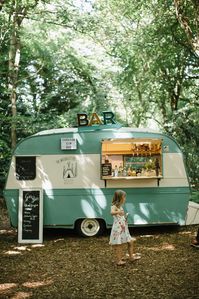 Vintage Caravan Bar | Outdoor Wedding UK At Woodland Weddings With Bridesmaids In Blush Pink TH&TH Dresses With Images From Chris Barber Photography